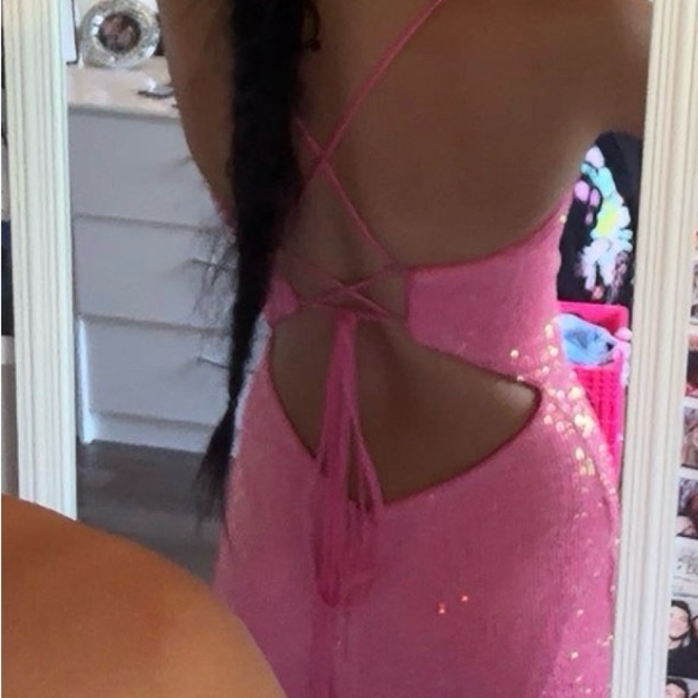 La Femme Pink Sequin Prom Dress - Picture 4 of 4